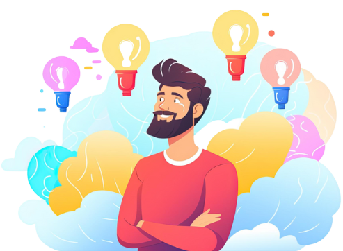 a man standing with creative ideas